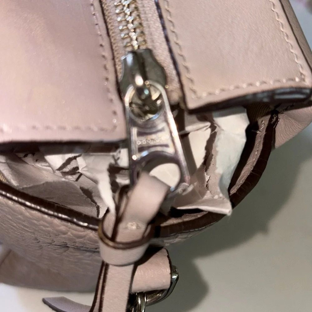 Coach Bleecker mini Riley Satchel Crossbody bag leather gray/taupe excellent